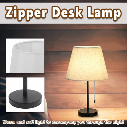 Modern Table Lamp with Pull Chain for Hotel Bedside Reading Light