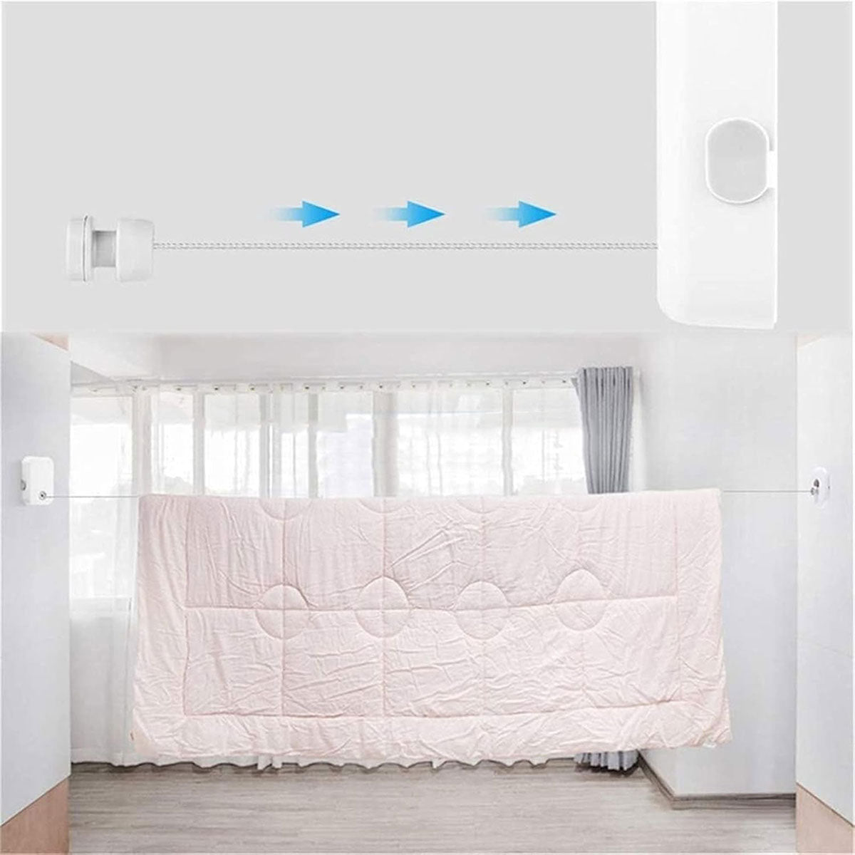 Retractable Stainless Steel Clothesline 4.3m Wall Mount