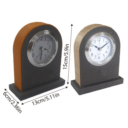 Hotel Alarm Clock Quartz with Faux Leather Clear Display Brown