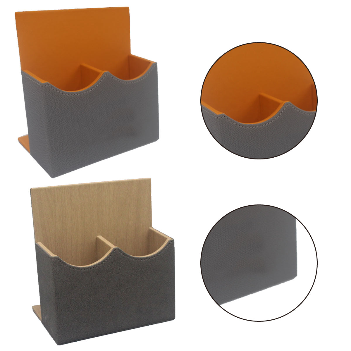 Hotel Leather Remote Control Holder Desk Caddy with 2 Slots