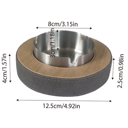 Leather Tissue Box Holder with Stainless Steel Ashtray for Hotel & Home Use