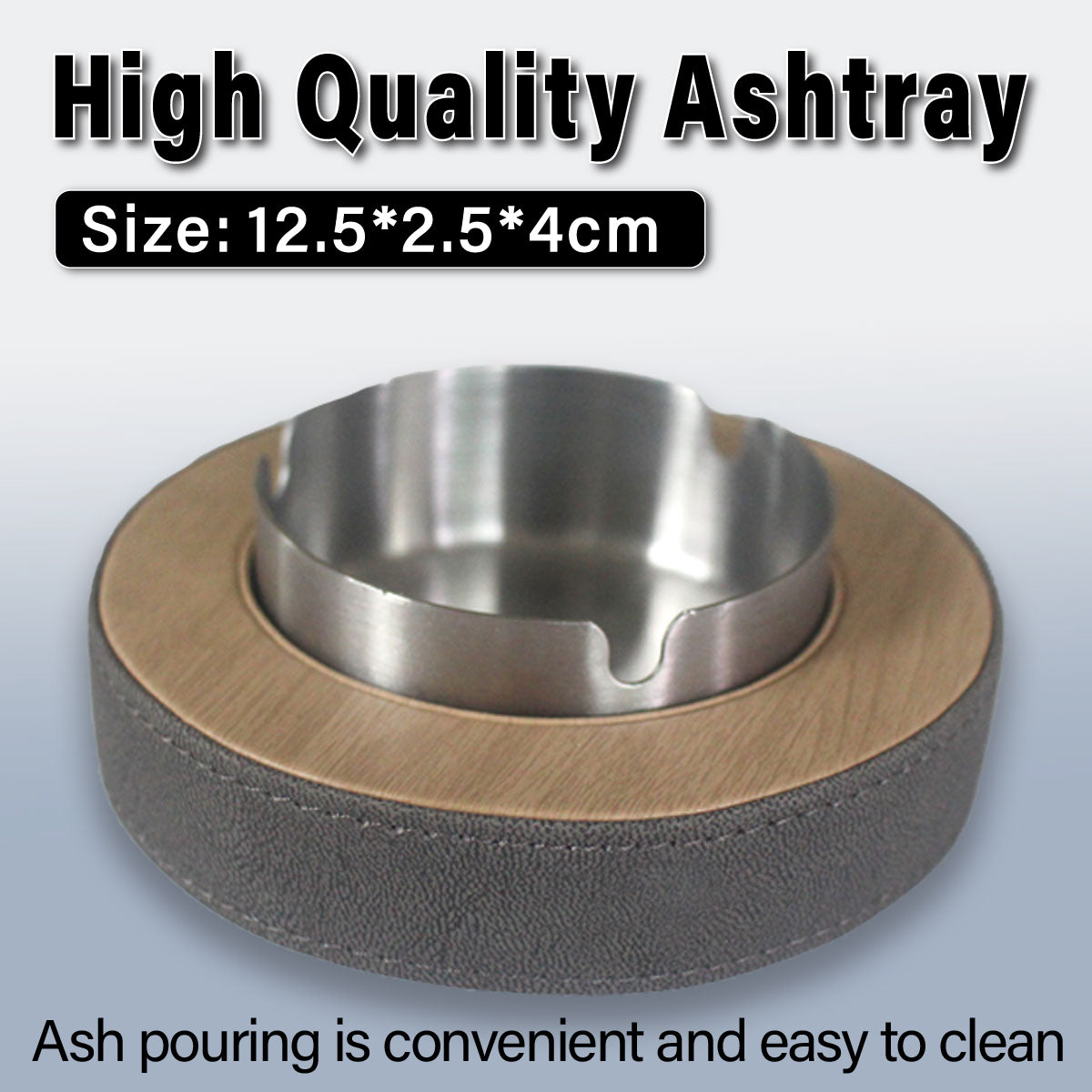 Leather Tissue Box Holder with Stainless Steel Ashtray for Hotel & Home Use