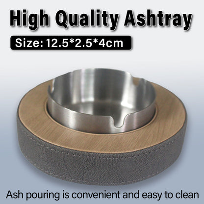 Leather Tissue Box Holder with Stainless Steel Ashtray for Hotel & Home Use
