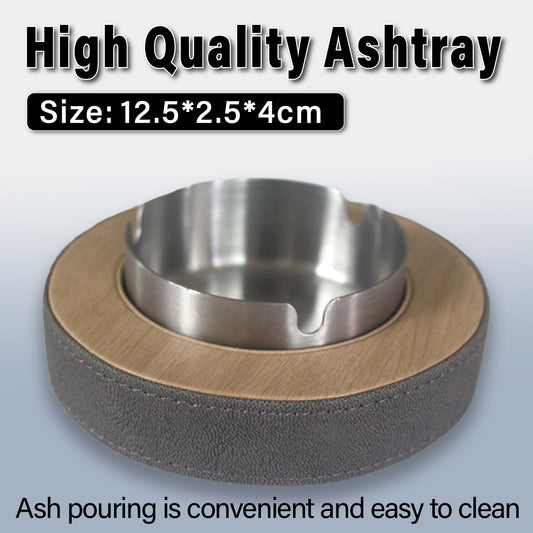 Leather Tissue Box Holder with Stainless Steel Ashtray for Hotel & Home Use
