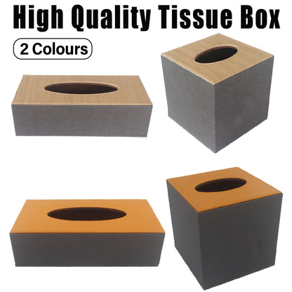 Leather Tissue Box Holder Organiser for Hotel Rooms and Offices