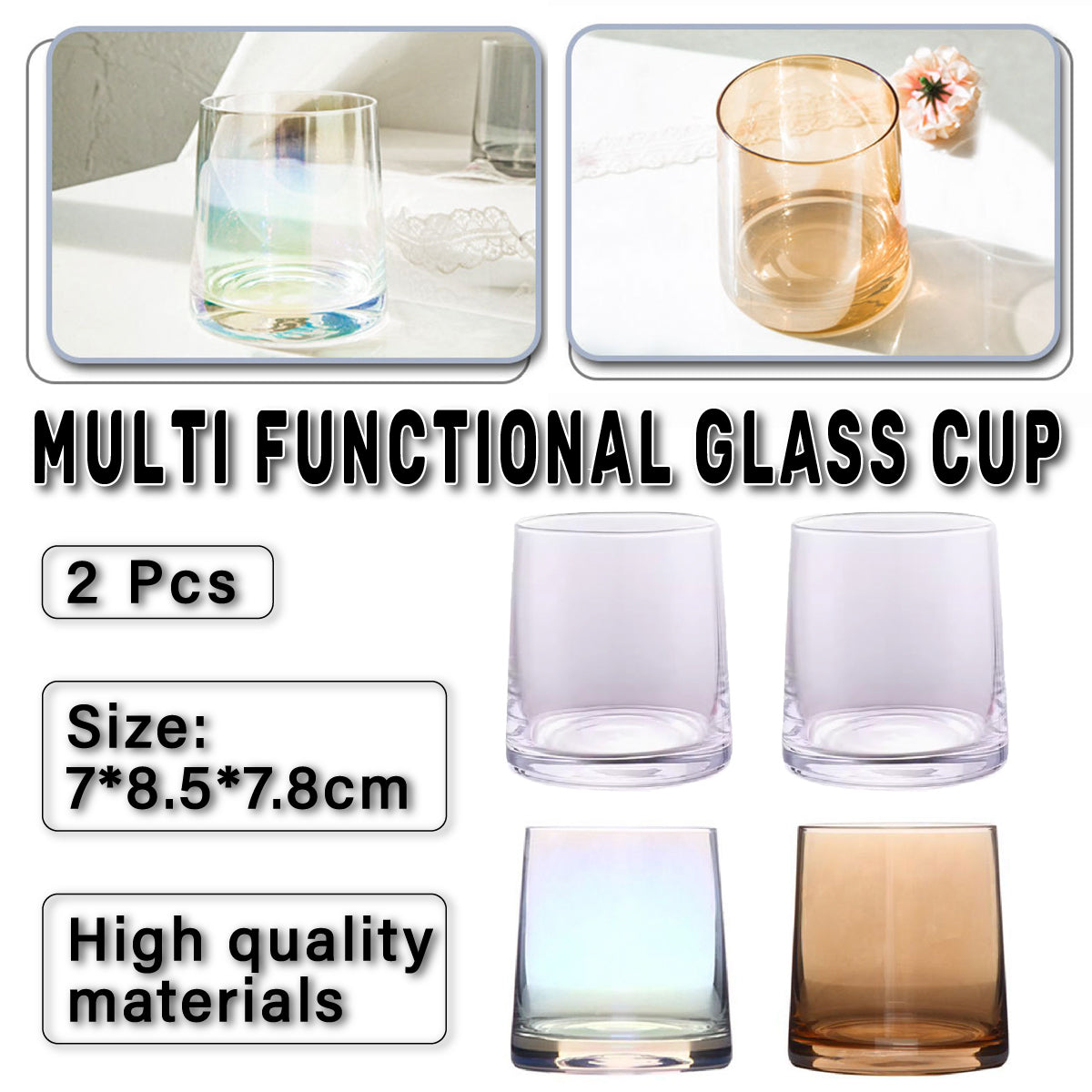 2Pcs Hotel Household Glass Toothwash Cups Set