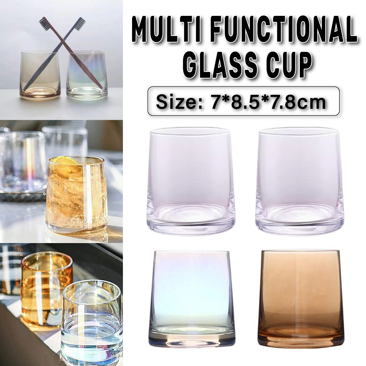 2Pcs Hotel Household Glass Toothwash Cups Set