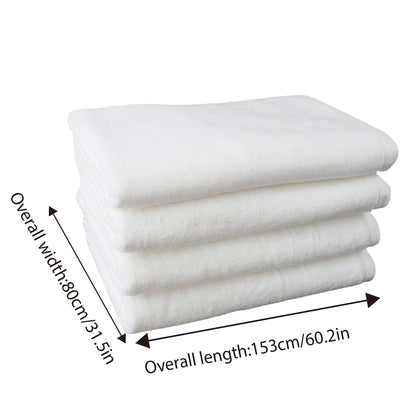 6 Pcs White Cotton Bath Towels Jacquard for Guest Bathrooms