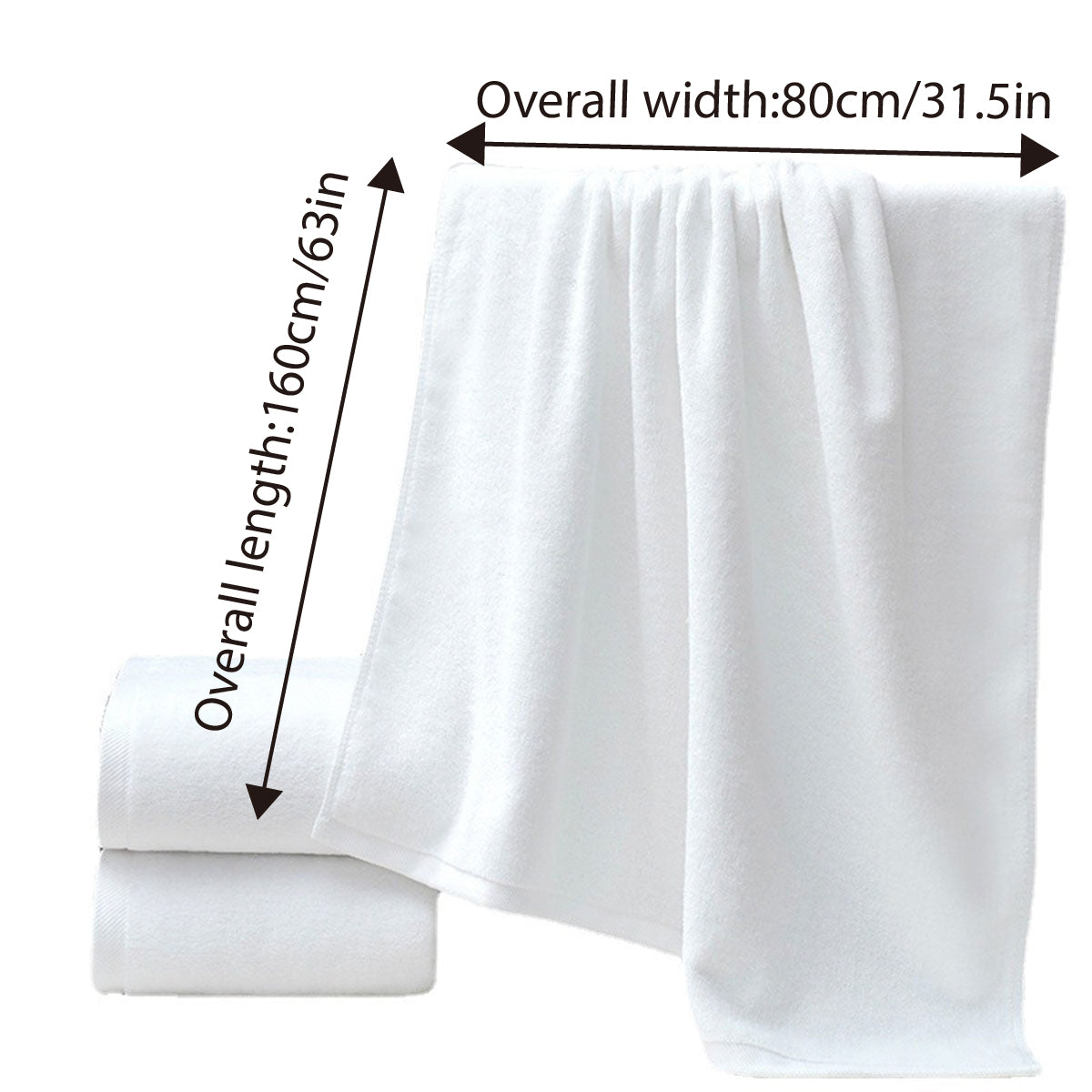 6 Pcs White Cotton Bath Towels Jacquard for Guest Bathrooms