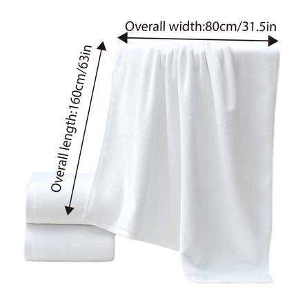 6 Pcs White Cotton Bath Towels Jacquard for Guest Bathrooms