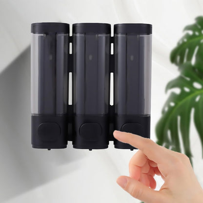 3 Head Wall Mounted Soap Dispenser in Black with Lock