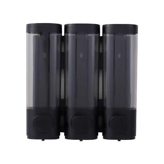 3 Head Wall Mounted Soap Dispenser in Black with Lock