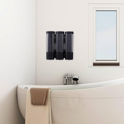 3 Head Wall Mounted Soap Dispenser in Black with Lock