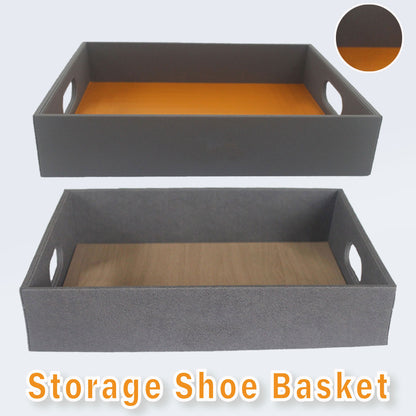 Hotel Shoe Basket Tray Faux Leather Organiser for Guest Room