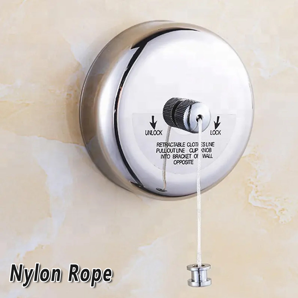 No Drill Retractable Clothesline 2.8m for Indoor Outdoor Hotel Laundry
