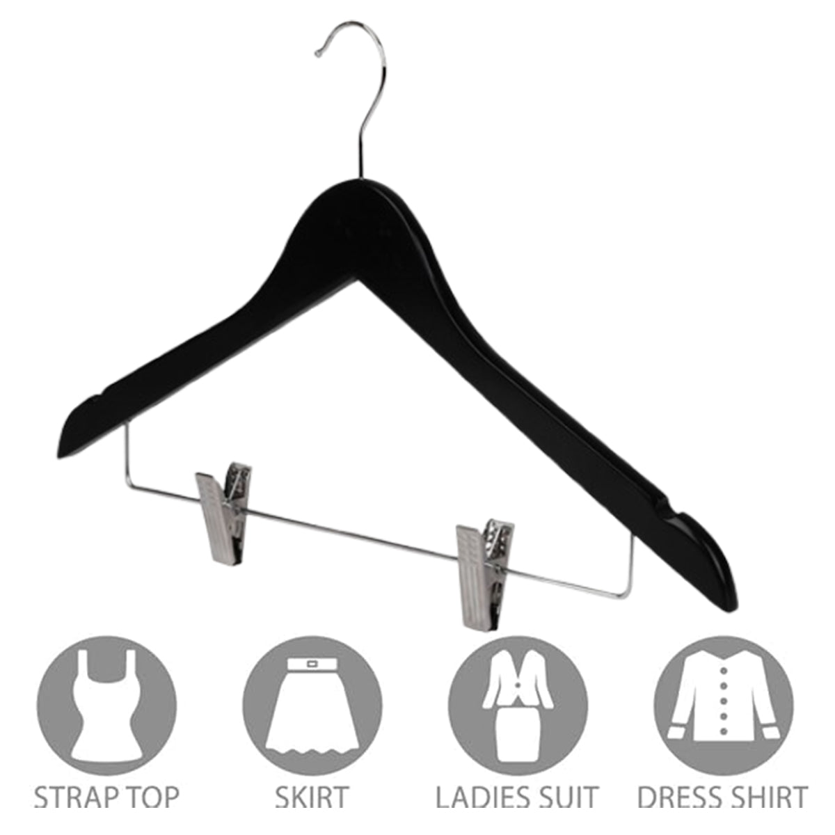 10 Pcs Wooden Non-Slip Clothes Hangers with Clip for Wardrobe