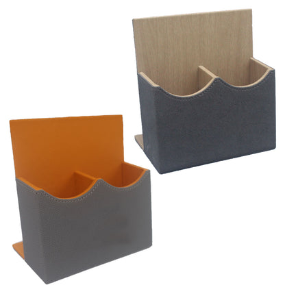 Hotel Leather Remote Control Holder Desk Caddy with 2 Slots