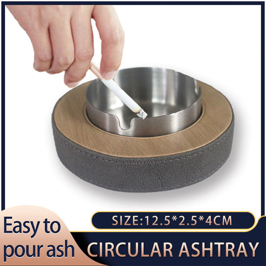 Leather Tissue Box Holder with Stainless Steel Ashtray for Hotel & Home Use