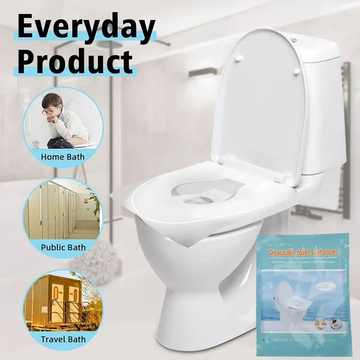 50pcs Flushable Toilet Seat Pads Water Soluble Travel