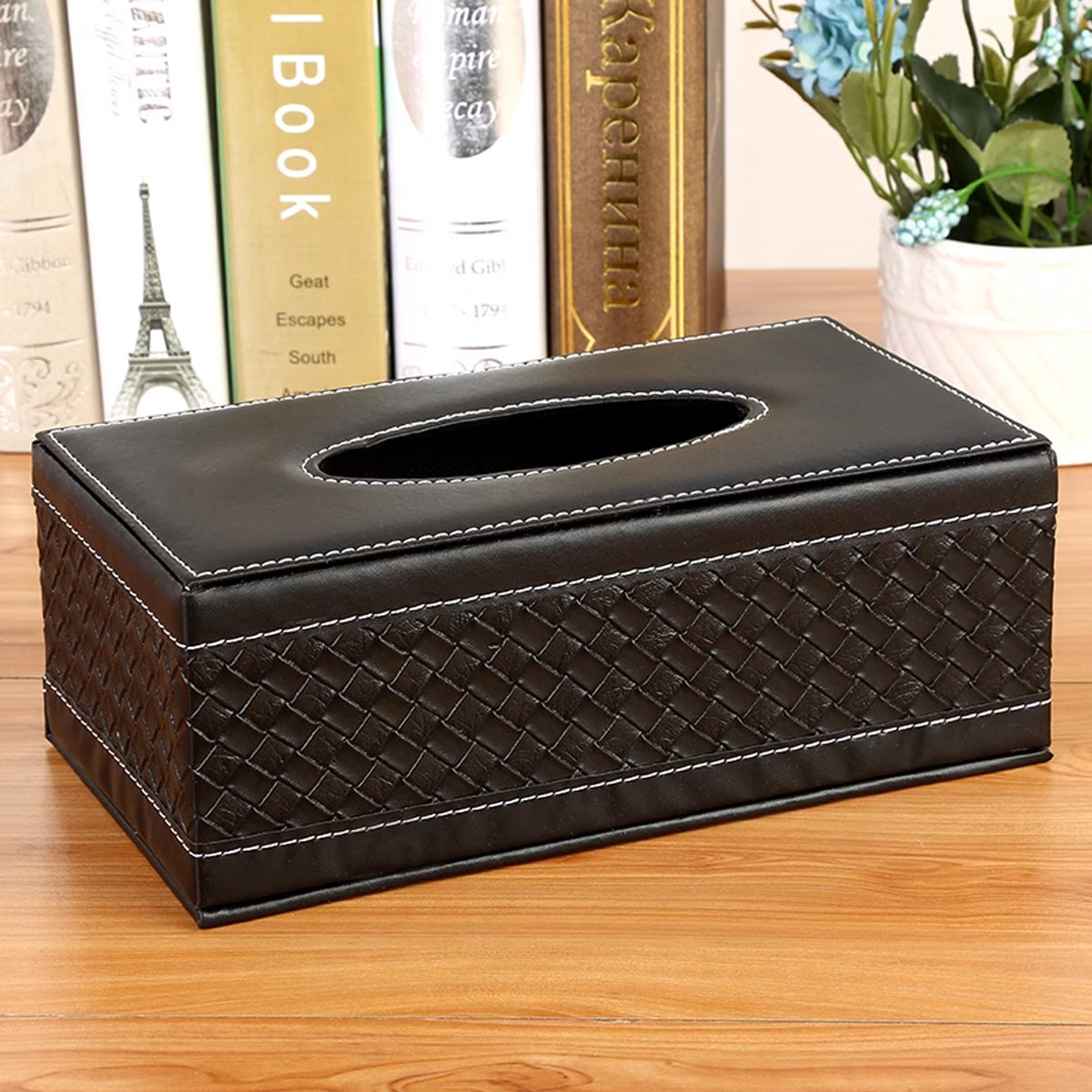 PU Leather Tissue Box Holder for Hotel and Office Table Decor