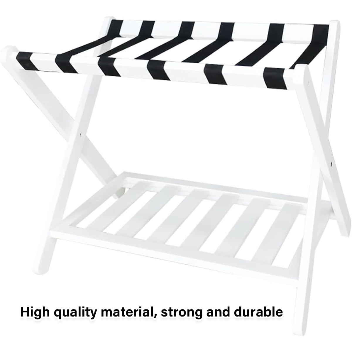 Foldable Bamboo Luggage Rack with Shelf for Hotel Guest Rooms