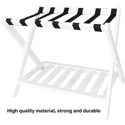 Foldable Bamboo Luggage Rack with Shelf for Hotel Guest Rooms
