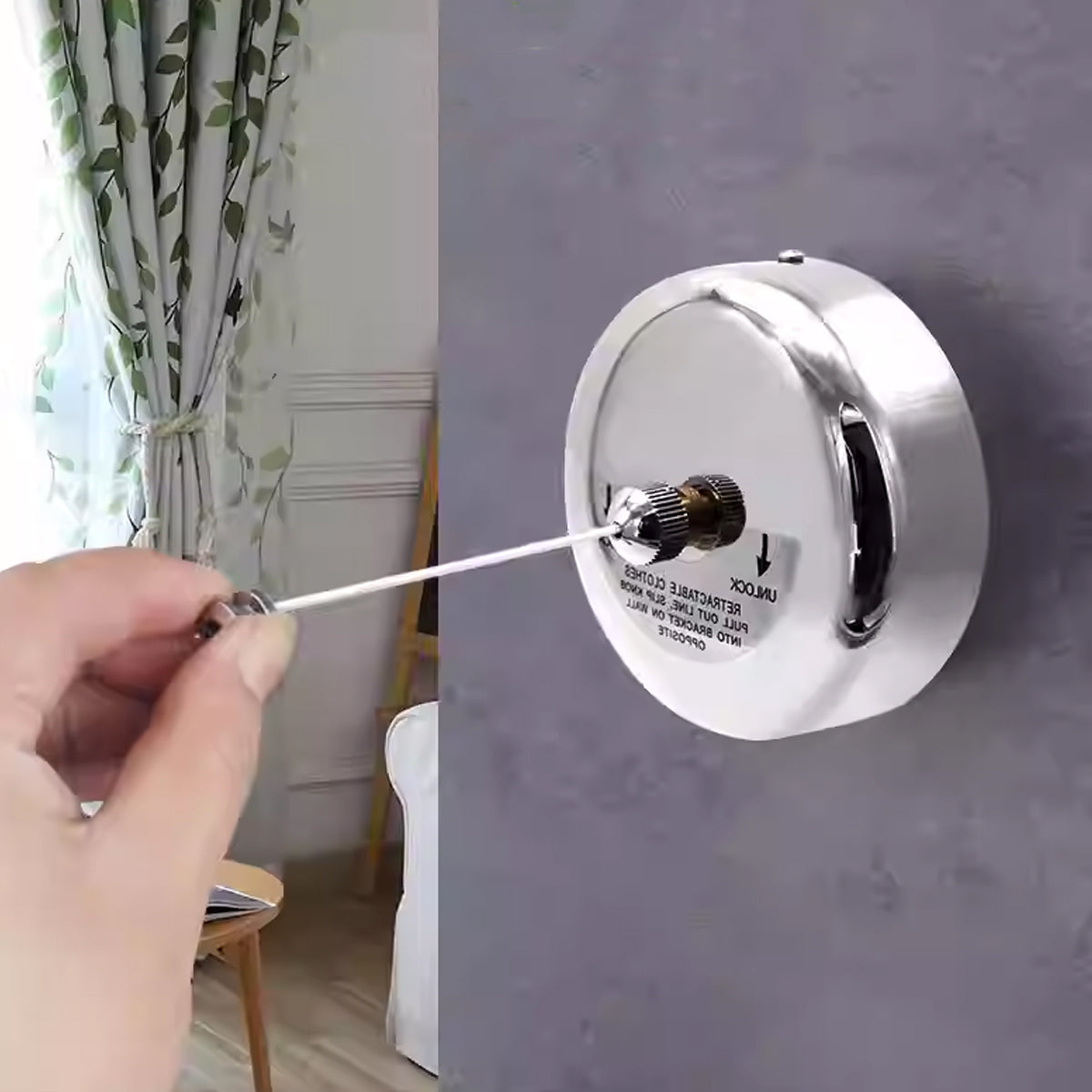 No Drill Retractable Clothesline 2.8m for Indoor Outdoor Hotel Laundry