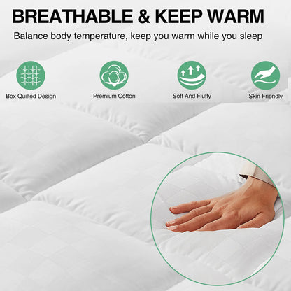 Hotel Mattress Comfort Pad Waterproof Box Quilted White