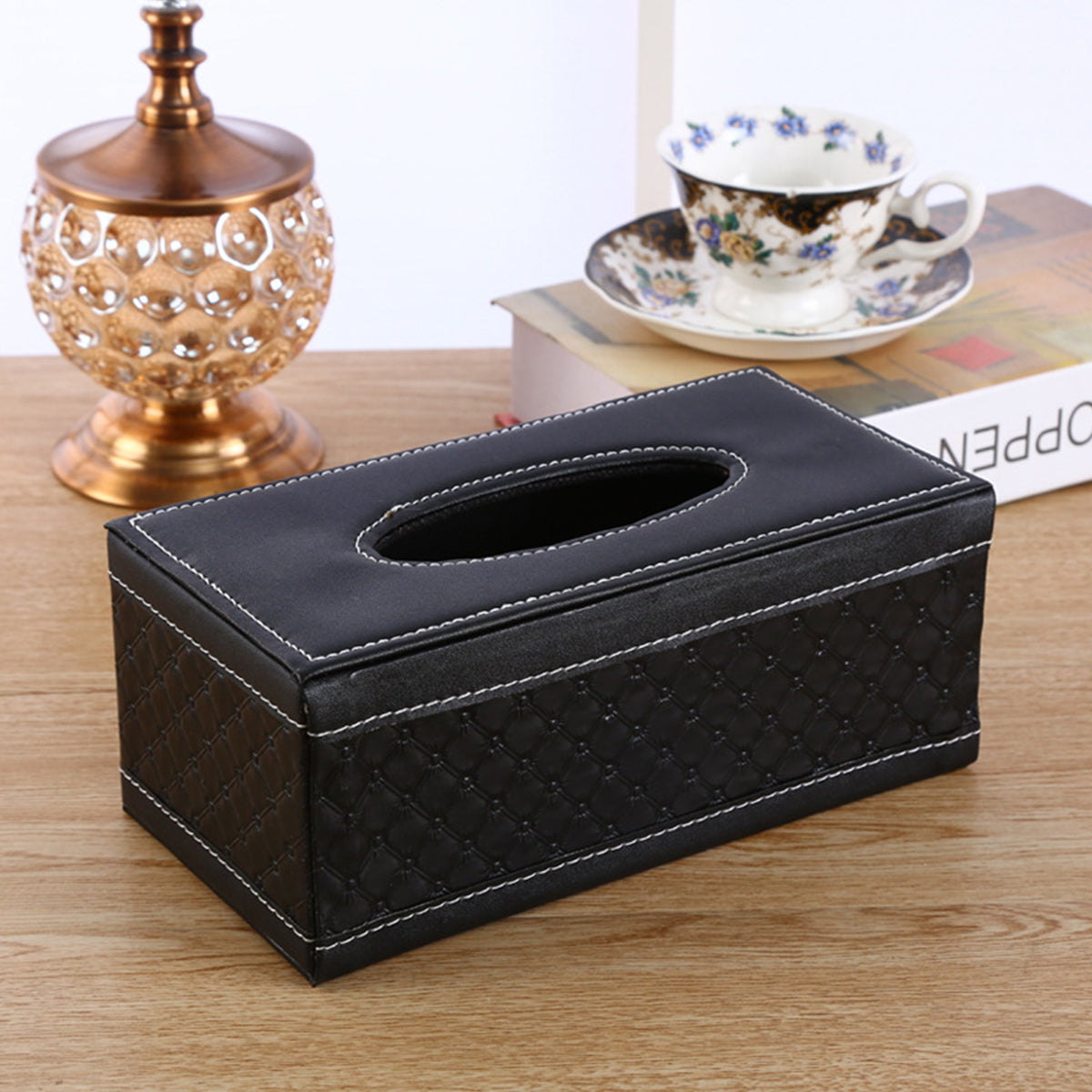 PU Leather Tissue Box Holder for Hotel and Office Table Decor