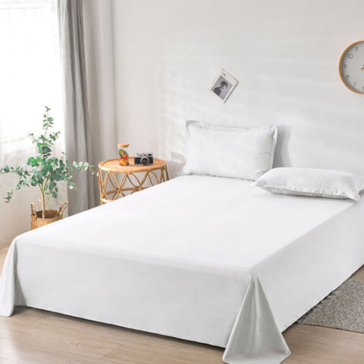 Hotel Quality White Bed Sheets Soft Microfiber Bedding for Home or Motel