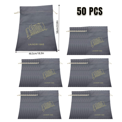 50 PCS Drawstring Laundry Bags Large Non Woven for Travel Hotels