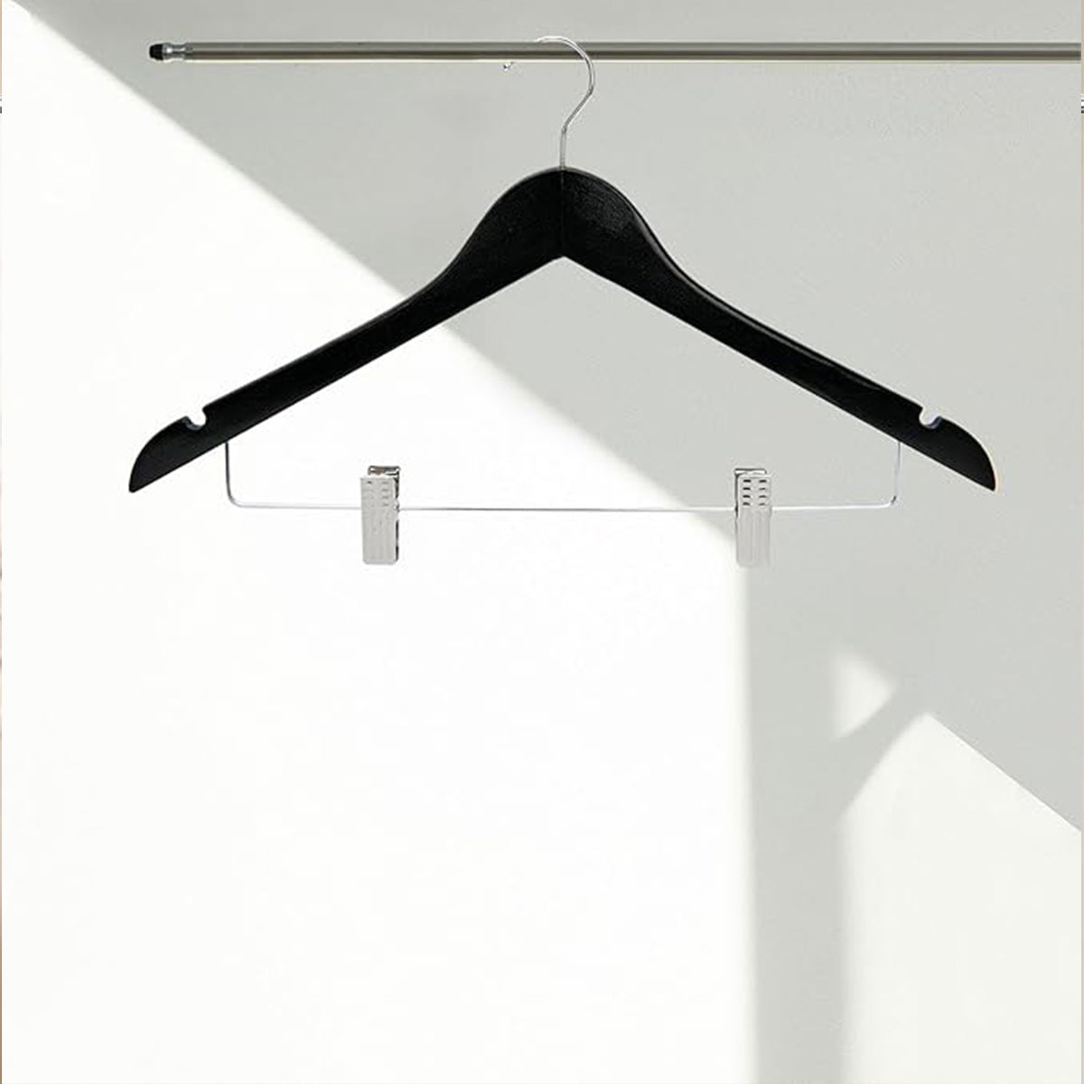 10 Pcs Wooden Non-Slip Clothes Hangers with Clip for Wardrobe