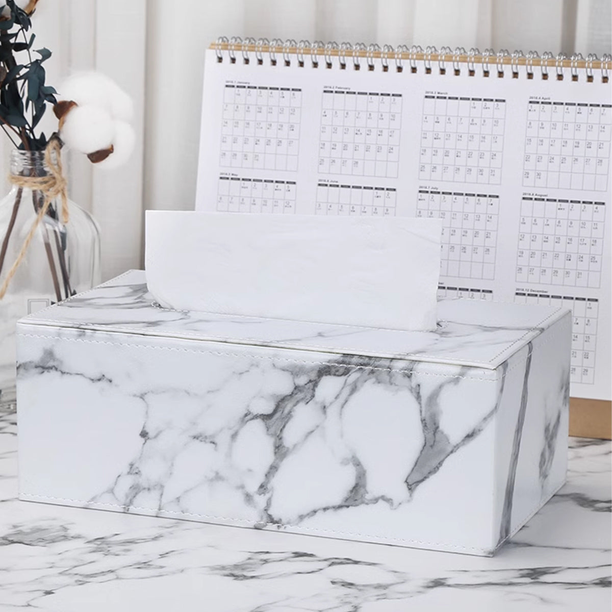 PU Leather Tissue Box Holder for Hotel and Office Table Decor