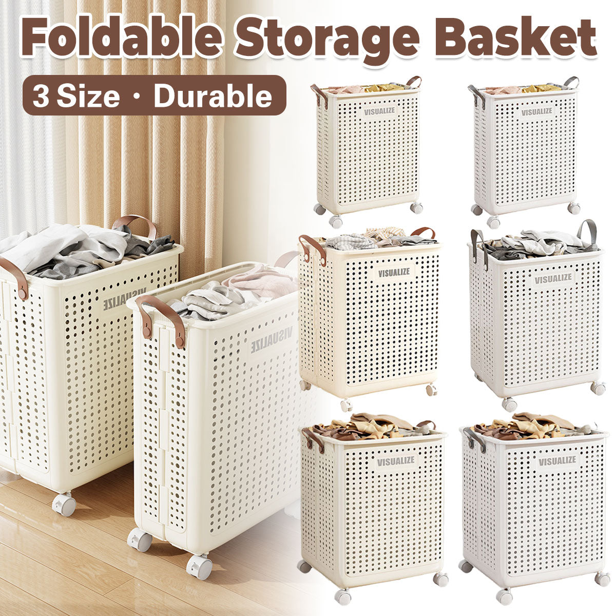 Folding Portable Laundry Basket Multifunctional Storage for Bathroom Household