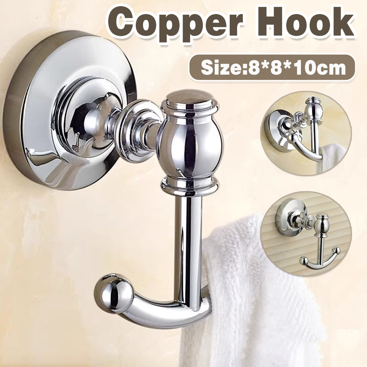 Solid Copper Wall Coat Hook for Entryway Bathroom Towels