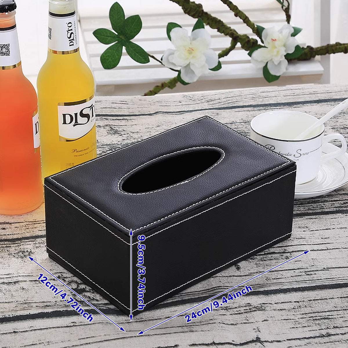 PU Leather Tissue Box Holder for Hotel and Office Table Decor