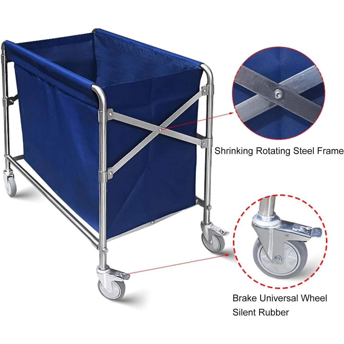Folding Linen Trolley with Hand Push Design for Easy Storage and Sorting
