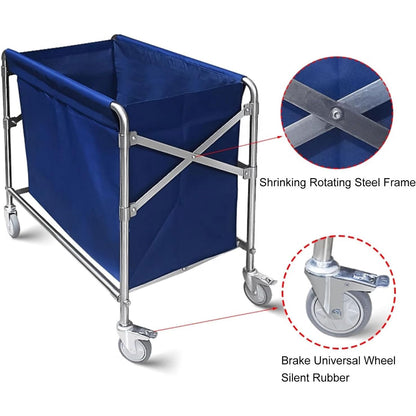 Folding Linen Trolley with Hand Push Design for Easy Storage and Sorting