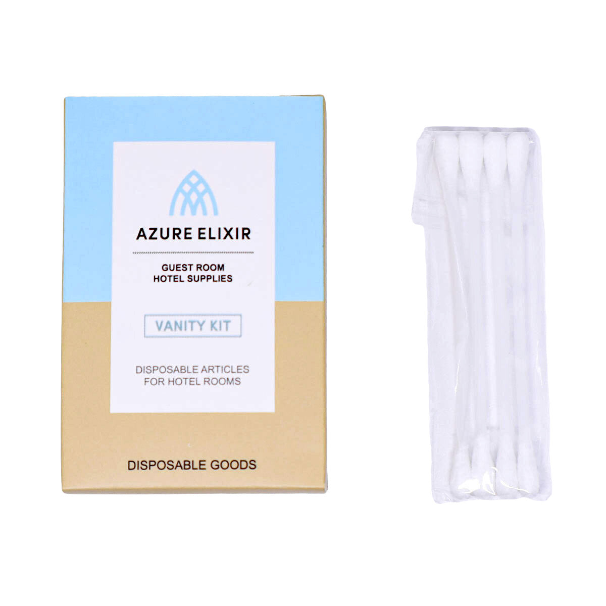 50 Pack Hotel Vanity Kits Cotton Swabs Pad Hair Band