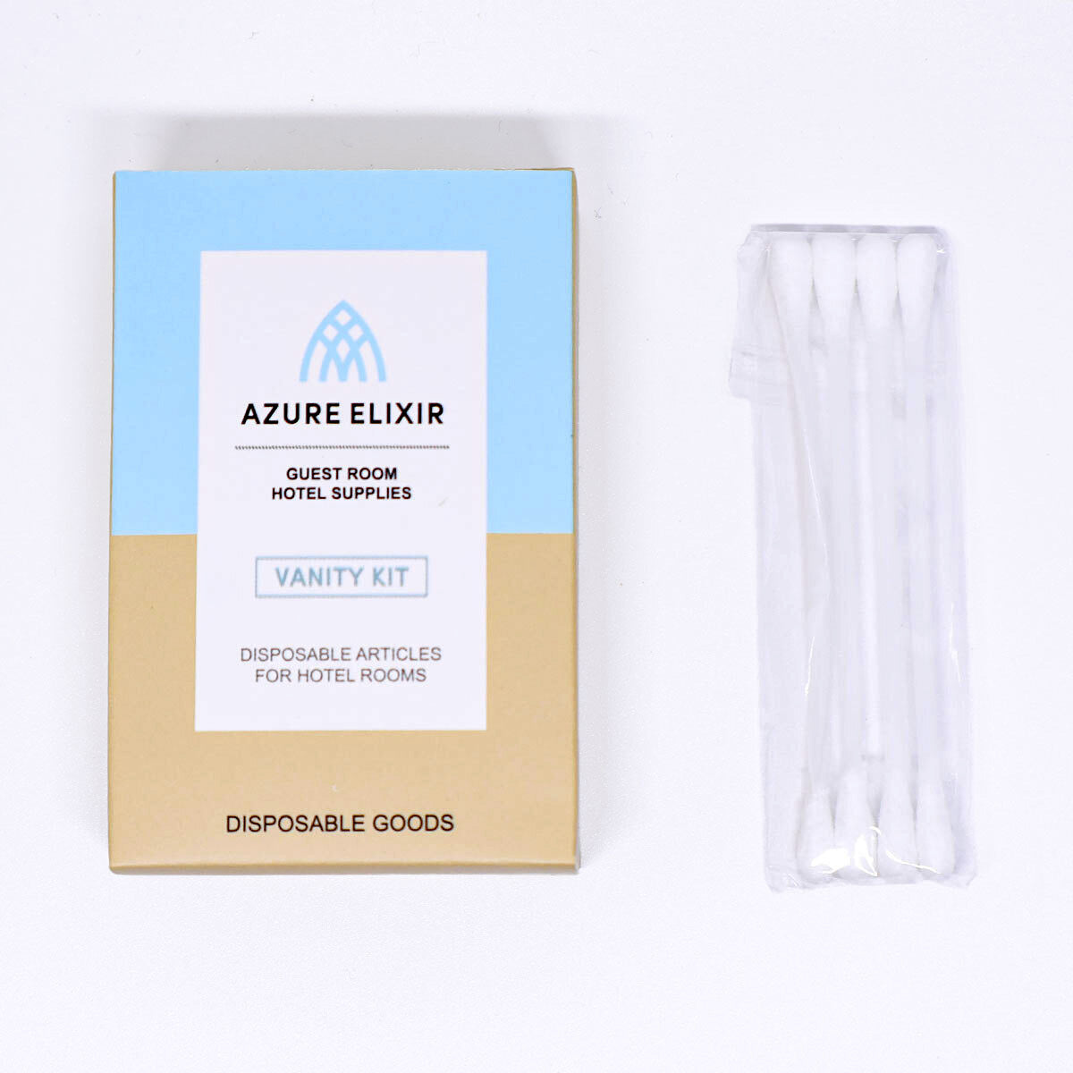 50 Pack Hotel Vanity Kits Cotton Swabs Pad Hair Band