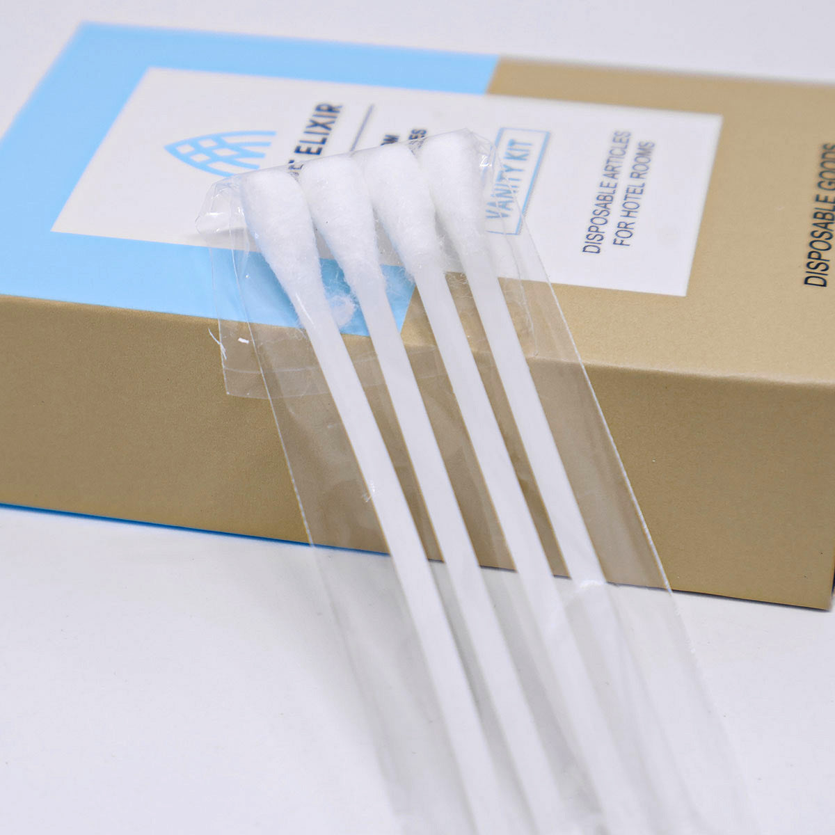 50 Pack Hotel Vanity Kits Cotton Swabs Pad Hair Band