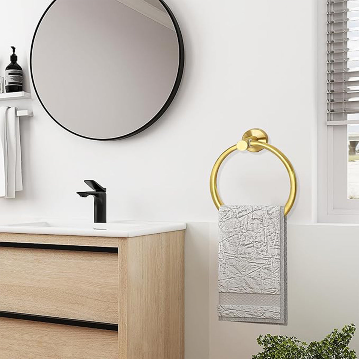 Wall Mounted Bathroom Towel Ring 180 Degree Swivel