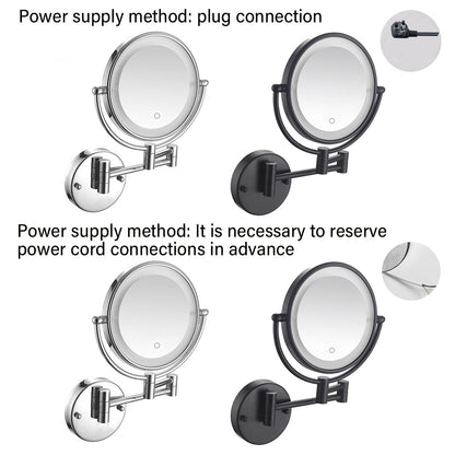 Wall Mounted Folding Makeup Mirror 5x with Light