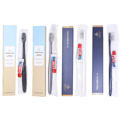 50 Sets Wrapped Toothbrush and 5g Toothpaste for Hotel Guests