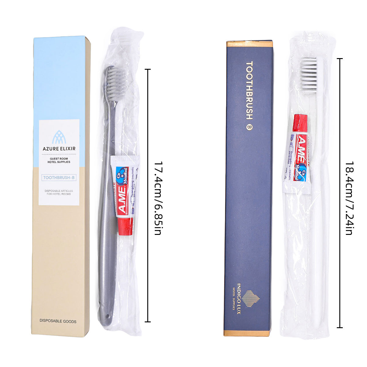 50 Sets Wrapped Toothbrush and 5g Toothpaste for Hotel Guests