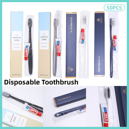 50 Sets Wrapped Toothbrush and 5g Toothpaste for Hotel Guests