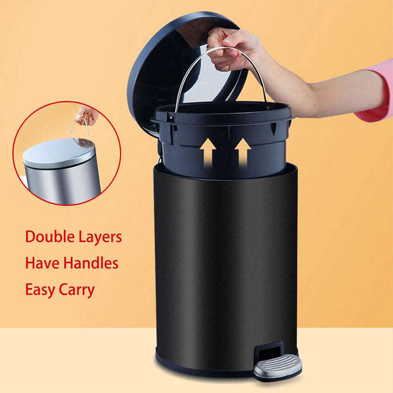 Trash Can 6L Double Layer Foot Pedal with Lid for Kitchen Bathroom