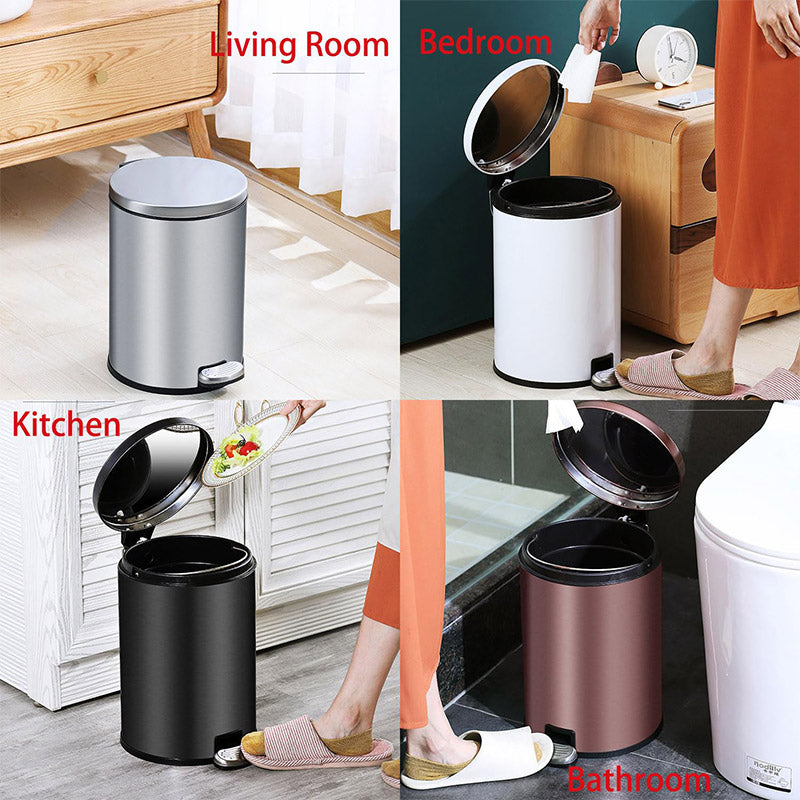 Trash Can 6L Double Layer Foot Pedal with Lid for Kitchen Bathroom