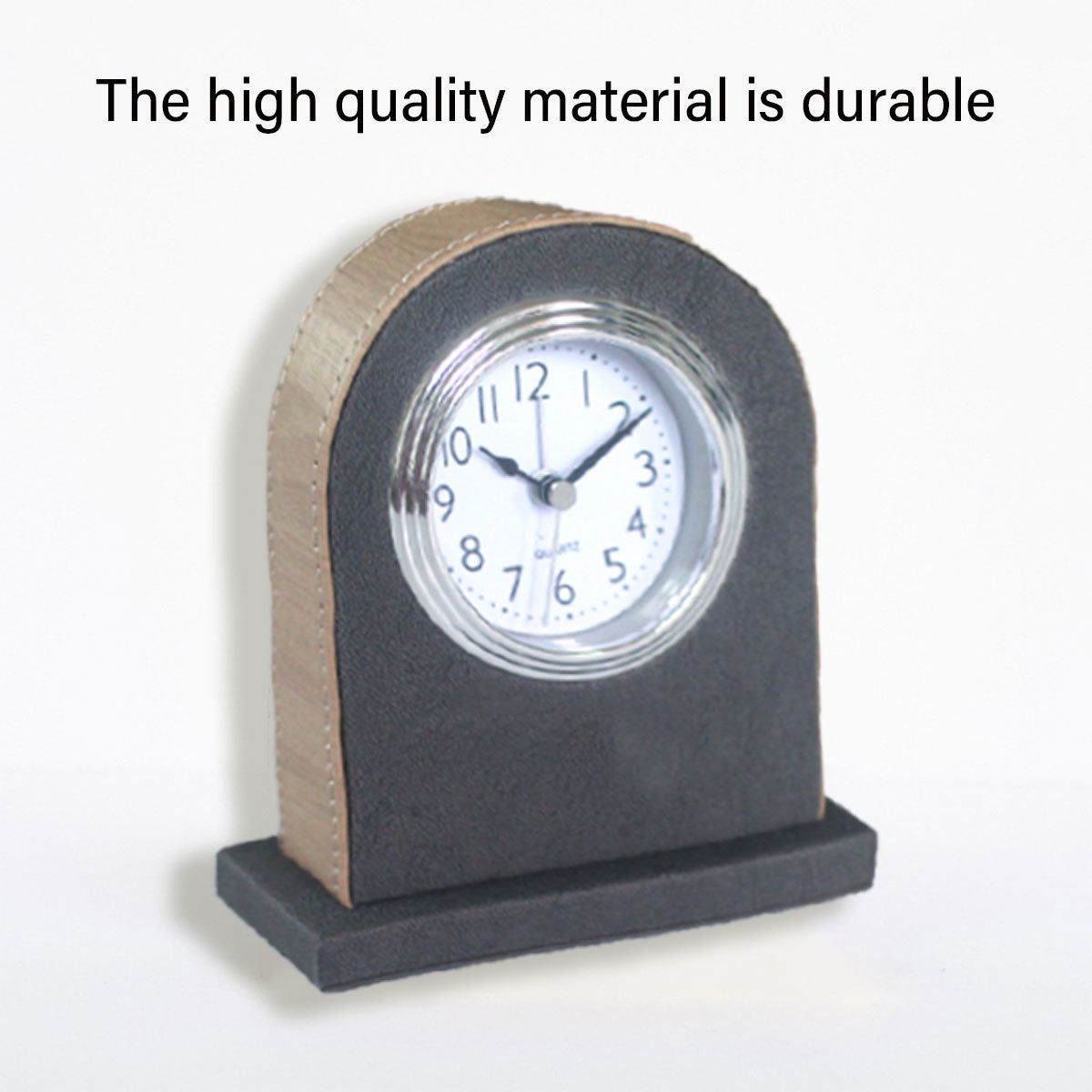 Hotel Alarm Clock Quartz with Faux Leather Clear Display Brown