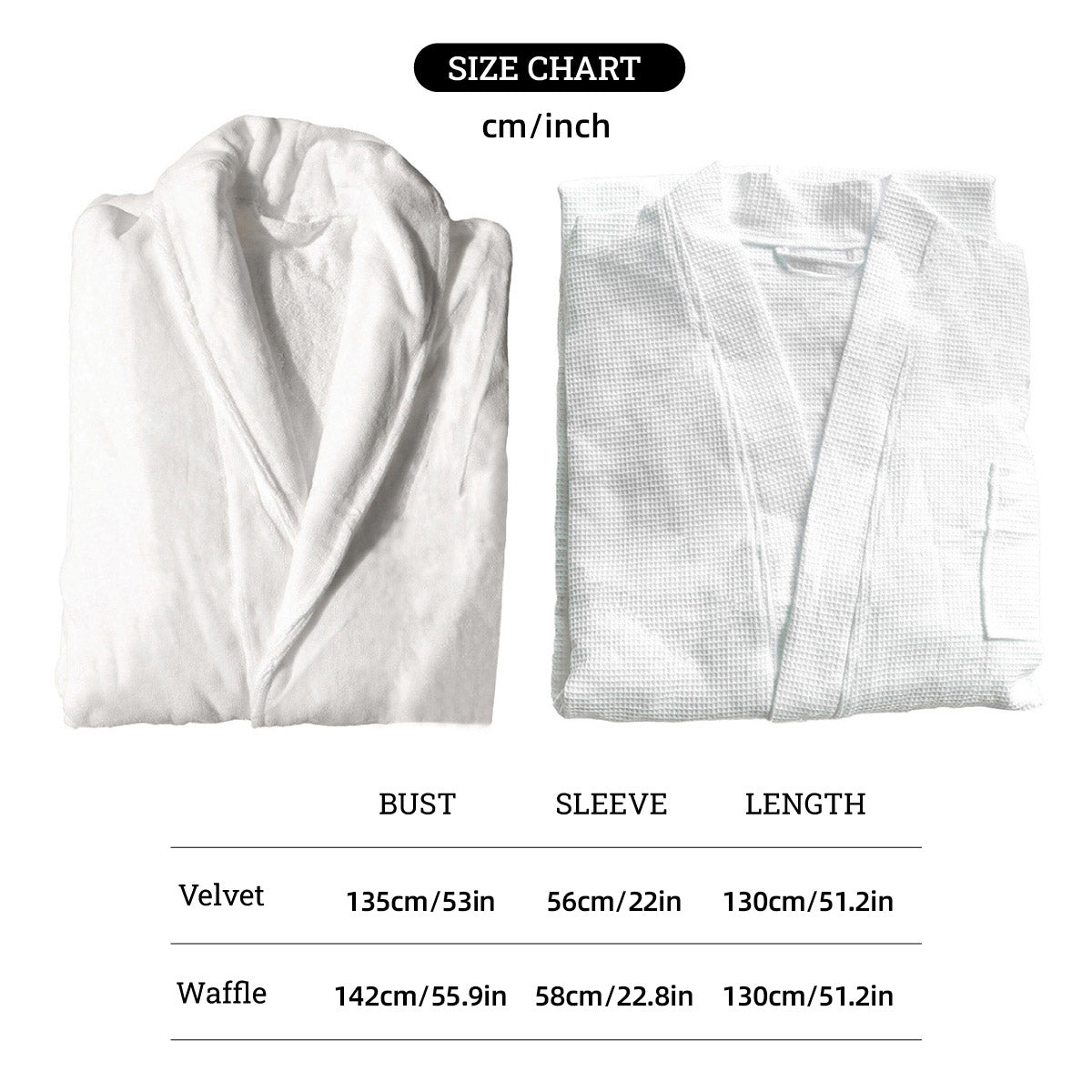 Hotel Quality Cotton Kimono Bathrobe White Embroidered Velvet Waffle